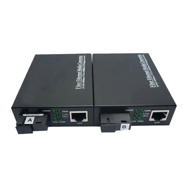 Transceptores de fibra óptica simple Convertidor de medios de 10/100/1000 Mbps